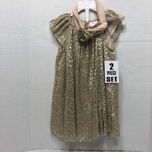 Youngland Other - Toddler Youngland 2 piece gold shiny A line dress
